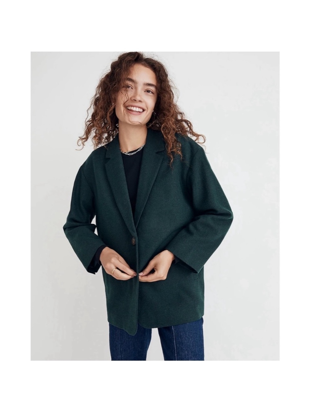 Madewell Dark Green Dorsey Blazer Coat
